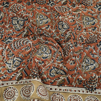 Orange - Pedana Kalamkari Block Printed Natural Dyed Cotton Scarf 76