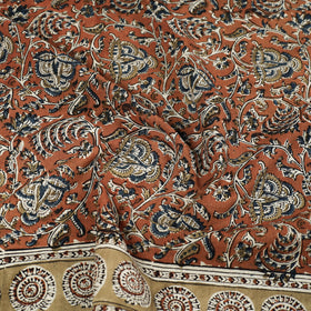 Orange Pedana Kalamkari Block Printed Natural Dyed Cotton Scarf