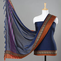 Blue - 3pc Dharwad Cotton Suit Material Set 02