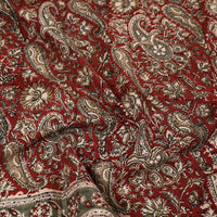 Red - Pedana Kalamkari Block Printed Natural Dyed Cotton Scarf 79