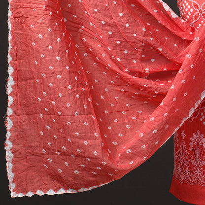 3pc Kutch Bandhani Tie-Dye Satin Cotton Suit Material Set 227