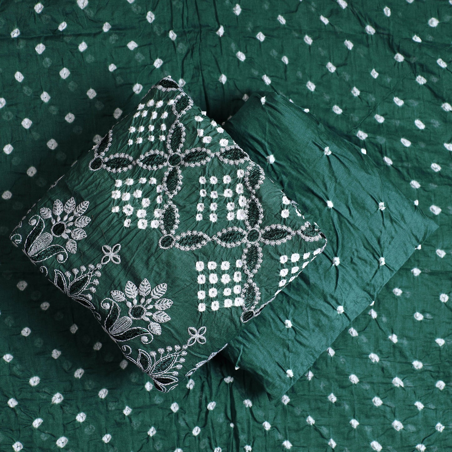 3pc Kutch Bandhani Tie-Dye Satin Cotton Suit Material Set 226
