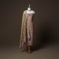 Chanderi Silk Sanganeri Hand Block Print Unstitched Dress Material: Kurta, Bottom with Dupatta 01