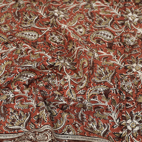 Orange Pedana Kalamkari Block Printed Natural Dyed Cotton Scarf