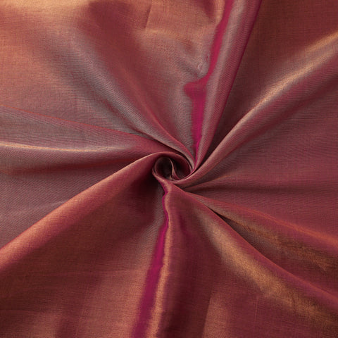 Red - Handloom Full Tissue Silver Zari Chanderi Silk Fabric 08