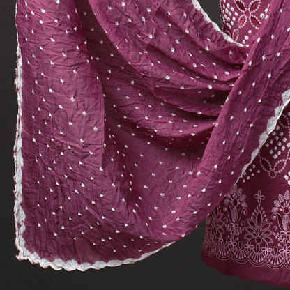 3pc Kutch Bandhani Tie-Dye Satin Cotton Suit Material Set 228