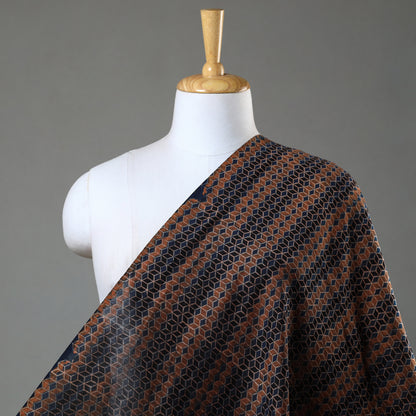 Multicolor - Ajrakh Block Printed Natural Dyed Chanderi Silk Fabric 06
