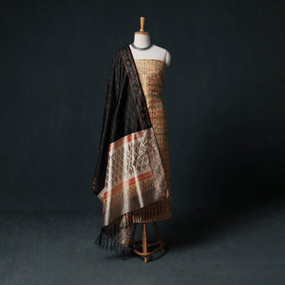 Pochampally Ikat Handwoven Pure Silk 2pc Unstitched Dress Material Kurta Set 11