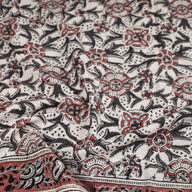 Beige Pedana Kalamkari Block Printed Natural Dyed Cotton Scarf