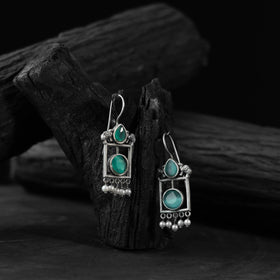 Green - saanjh bela camel oxidised earrings - handcrafted