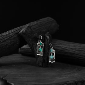Green - saanjh bela camel oxidised earrings - handcrafted