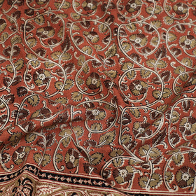 Orange Pedana Kalamkari Block Printed Natural Dyed Cotton Scarf