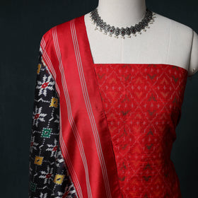 Pochampally Ikat Handwoven Pure Silk 2pc Unstitched Dress Material Kurta Set 13