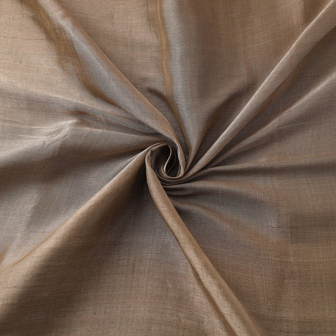 Brown - Handloom Full Tissue Silver Zari Chanderi Silk Fabric 13