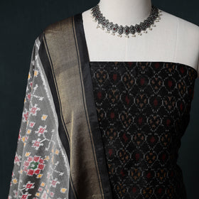 Pochampally Ikat Handwoven Pure Silk 2pc Unstitched Dress Material Kurta Set 14
