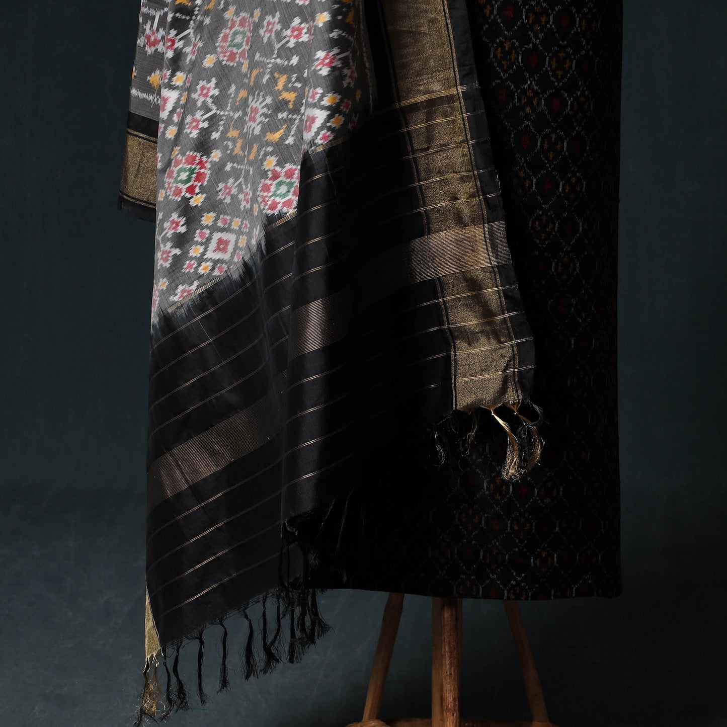 Pochampally Ikat Handwoven Pure Silk 2pc Unstitched Dress Material Kurta Set 14