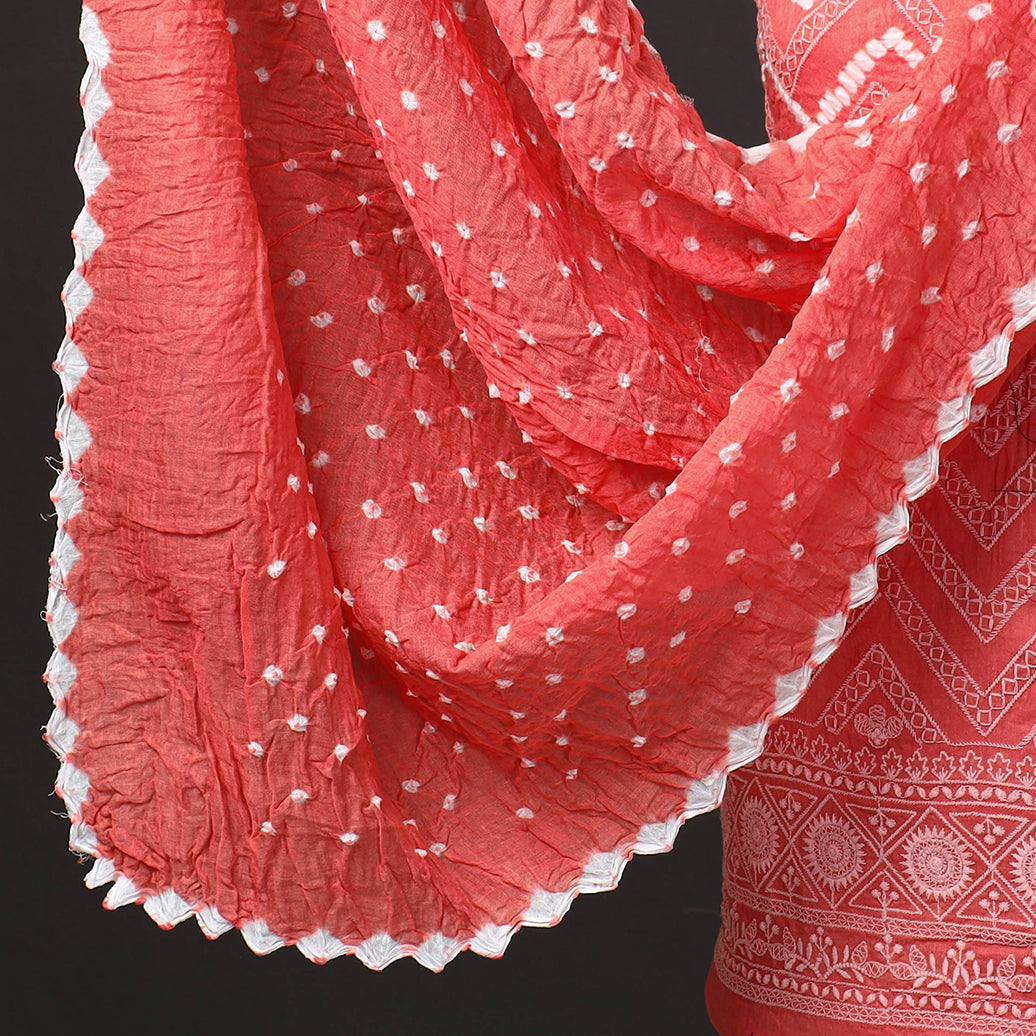 3pc Kutch Bandhani Tie-Dye Satin Cotton Suit Material Set 231