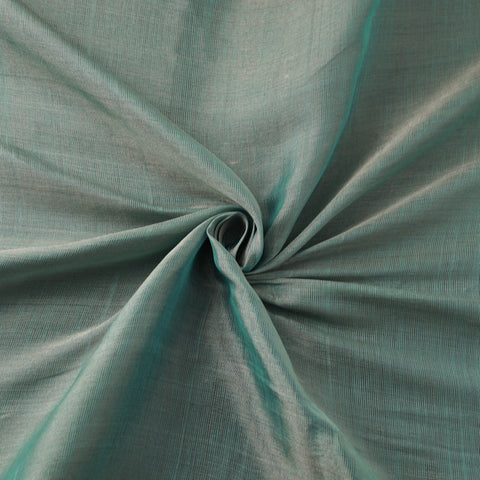 Green - Handloom Full Tissue Silver Zari Chanderi Silk Fabric 15
