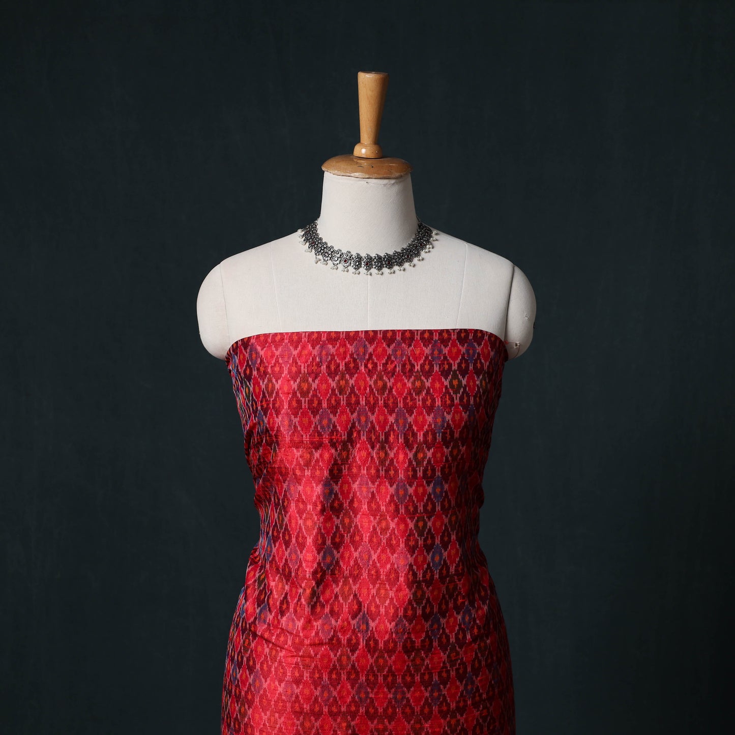 Pochampally Ikat Handwoven Pure Silk 2pc Unstitched Dress Material Kurta Set 15
