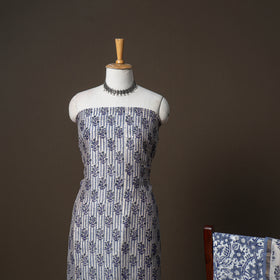Chanderi Silk Sanganeri Hand Block Print Unstitched Dress Material: Kurta, Bottom with Dupatta 05