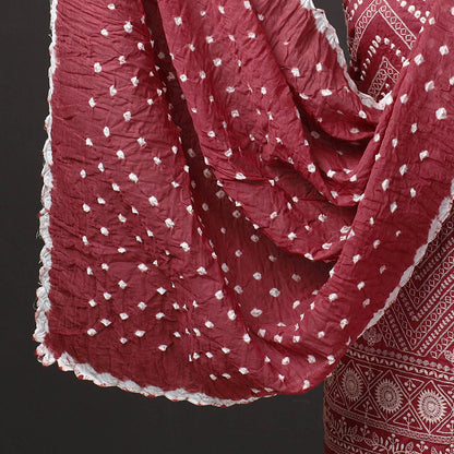 3pc Kutch Bandhani Tie-Dye Satin Cotton Suit Material Set 232