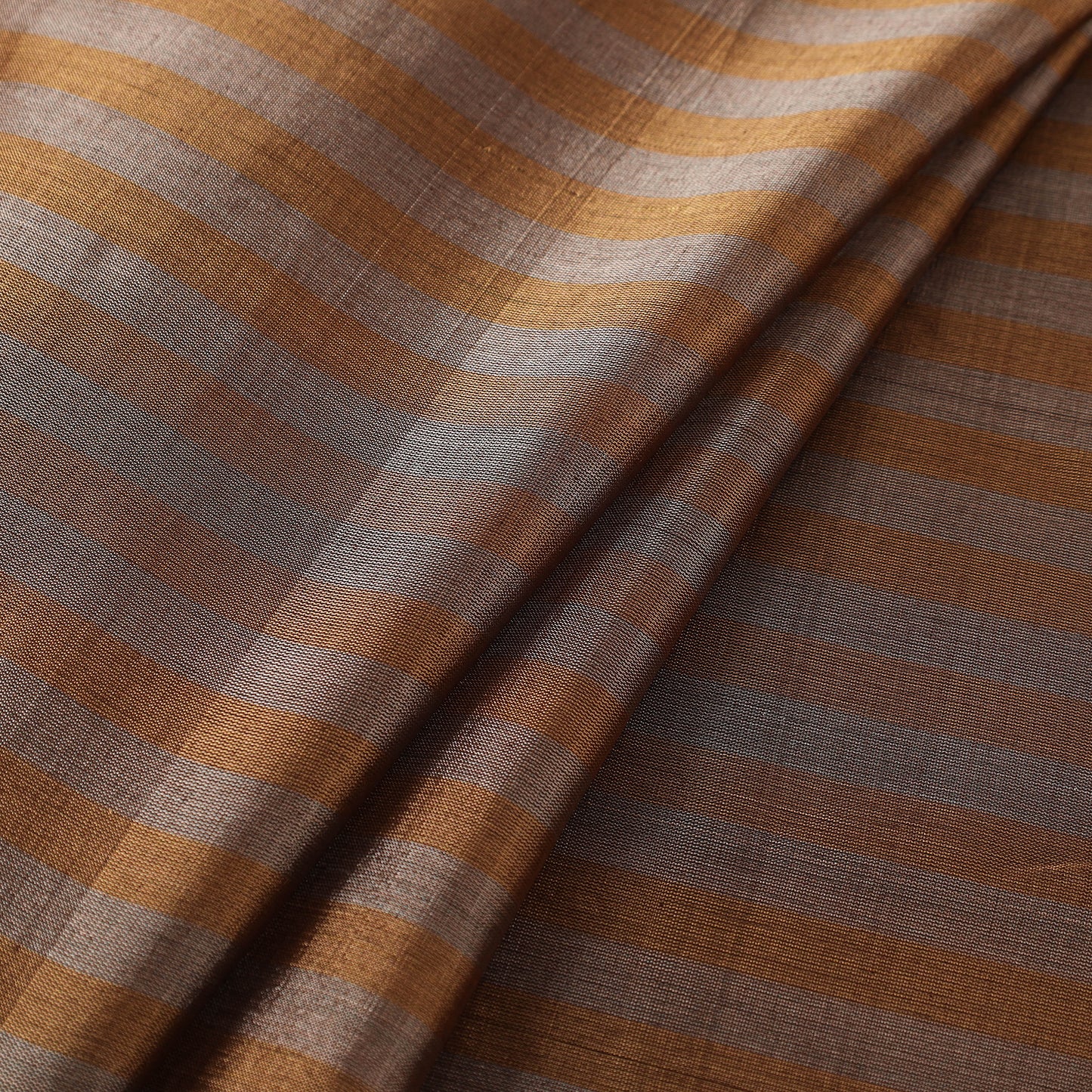 Handloom Full Tissue Silver Zari Stripes Chanderi Silk Fabric 18