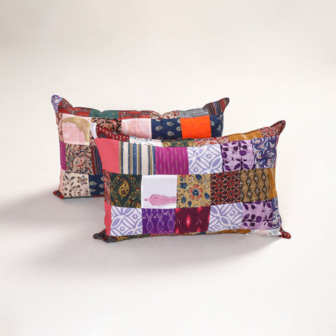 Multicolor - Handcrafted Patchwork Pillow Covers (Set of 2) 46