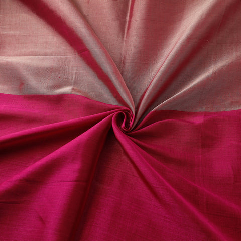 Pink - Handloom Full Tissue Silver Zari Stripes Chanderi Silk Fabric 19