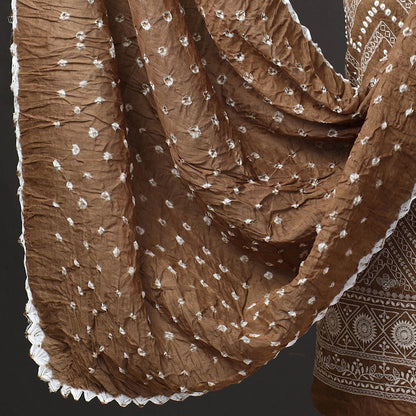 3pc Kutch Bandhani Tie-Dye Satin Cotton Suit Material Set 234