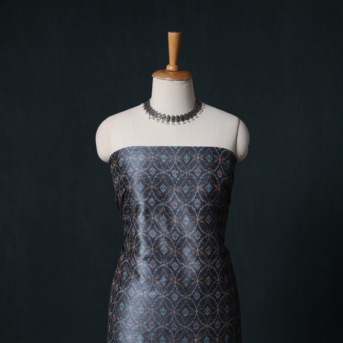 Pochampally Ikat Handwoven Pure Silk 2pc Unstitched Dress Material Kurta Set 17