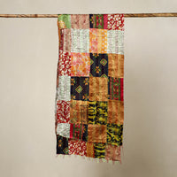 Multicolor - Reversible Patchwork Silk Bengal Kantha Stitch Stole 165