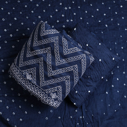3pc Kutch Bandhani Tie-Dye Satin Cotton Suit Material Set 233