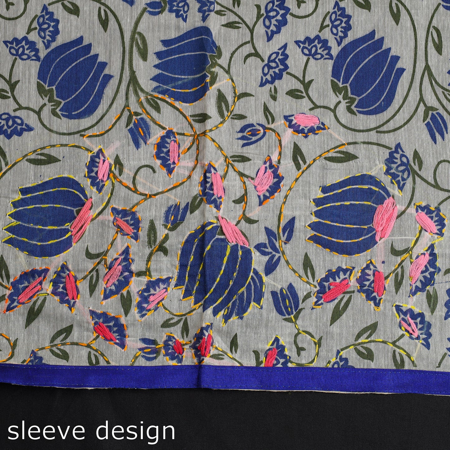 Beige - 3pc Phulkari Embroidery Chanderi Silk Printed Suit Material Set 91