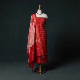 Pochampally Ikat Handwoven Pure Silk 2pc Unstitched Dress Material Kurta Set 18