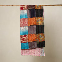 Multicolor - Reversible Patchwork Silk Bengal Kantha Stitch Stole 161