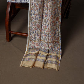 Chanderi Silk Sanganeri Hand Block Print Unstitched Dress Material: Kurta, Bottom with Dupatta 07