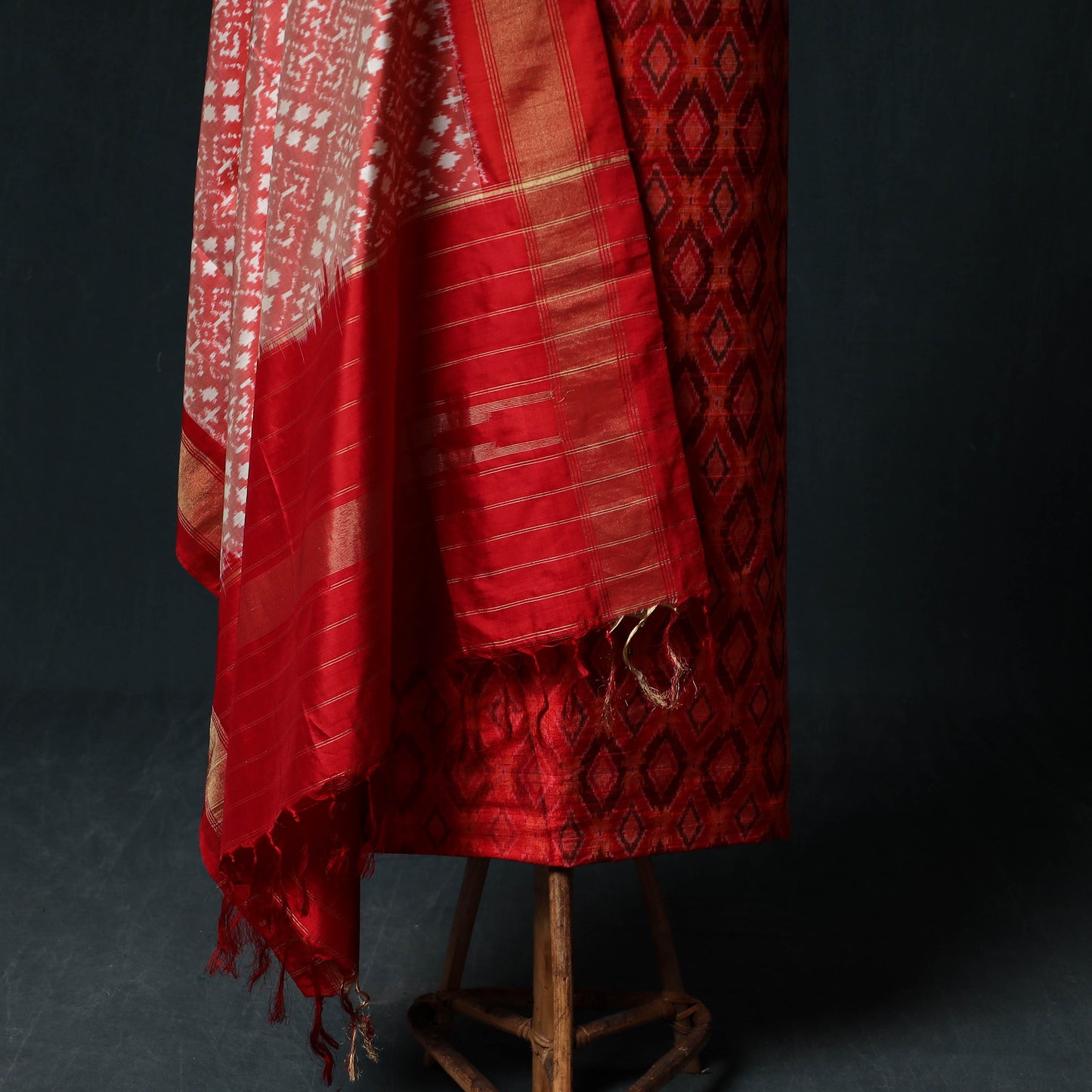Pochampally Ikat Handwoven Pure Silk 2pc Unstitched Dress Material Kurta Set 18