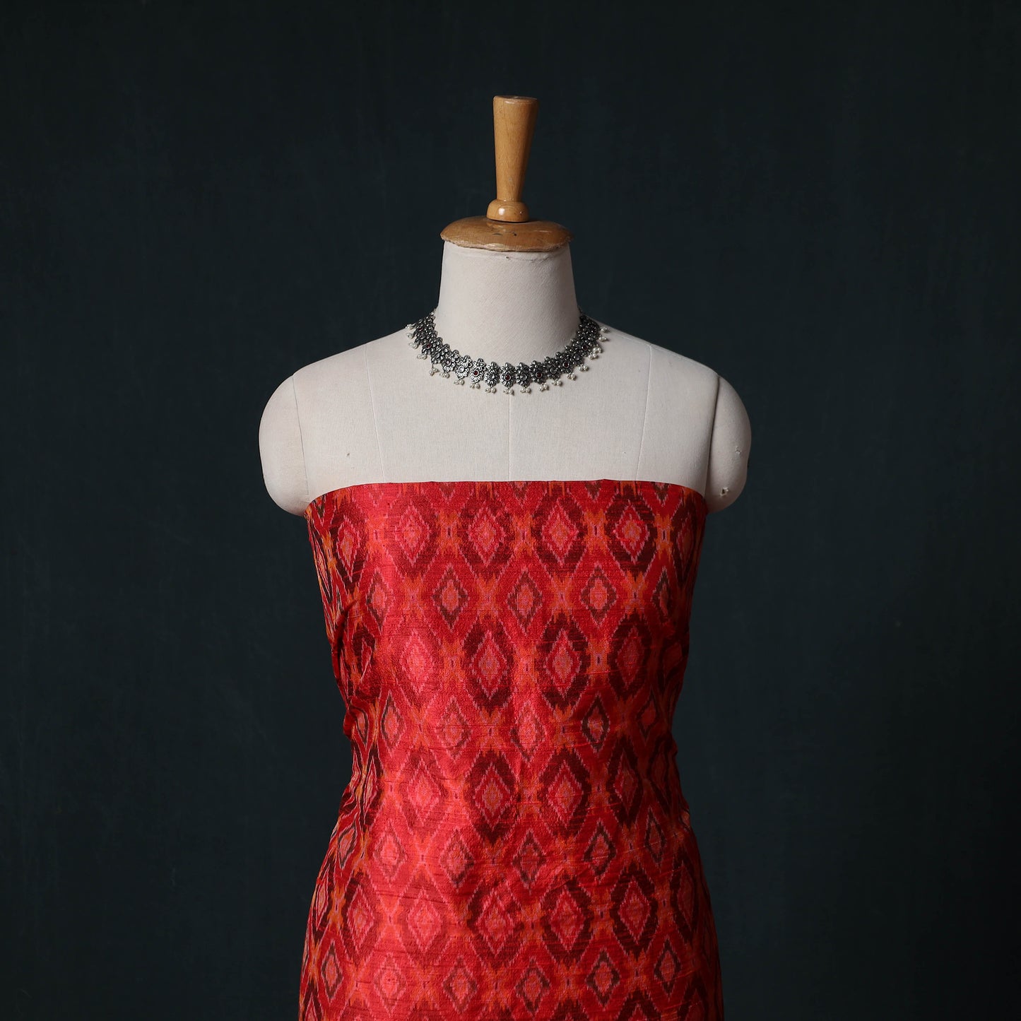 Pochampally Ikat Handwoven Pure Silk 2pc Unstitched Dress Material Kurta Set 18