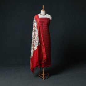Pochampally Ikat Handwoven Pure Silk 2pc Unstitched Dress Material Kurta Set 19