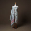 Chanderi Silk Sanganeri Hand Block Print Unstitched Dress Material: Kurta, Bottom with Dupatta 08