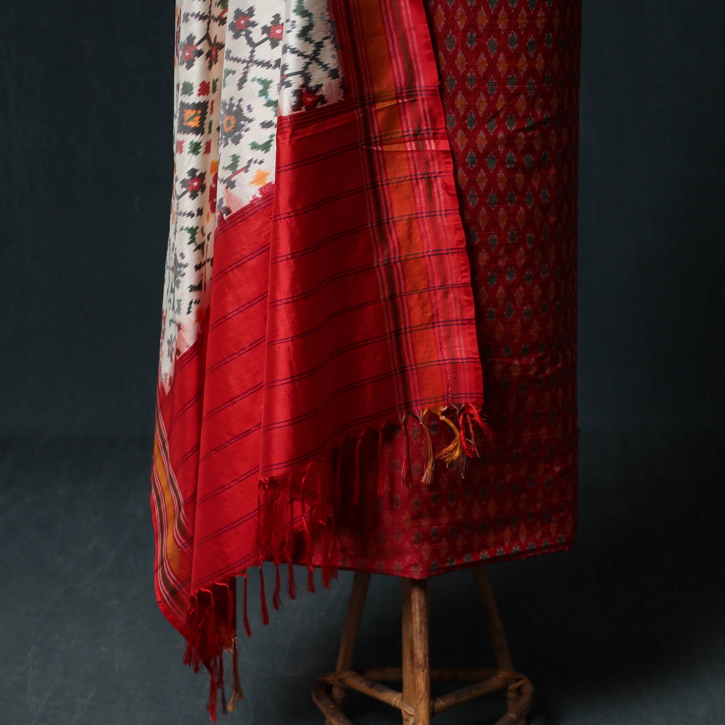 Pochampally Ikat Handwoven Pure Silk 2pc Unstitched Dress Material Kurta Set 19