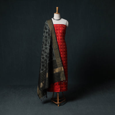 Pochampally Ikat Handwoven Pure Silk 2pc Unstitched Dress Material Kurta Set 20