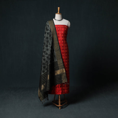 Pochampally Ikat Handwoven Pure Silk 2pc Unstitched Dress Material Kurta Set 20