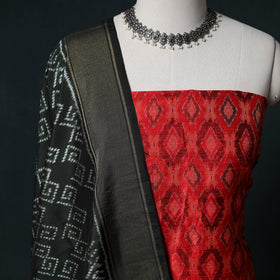 Pochampally Ikat Handwoven Pure Silk 2pc Unstitched Dress Material Kurta Set 20