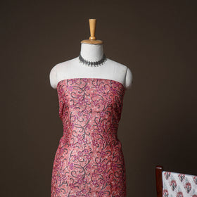 Chanderi Silk Sanganeri Hand Block Print Unstitched Dress Material: Kurta, Bottom with Dupatta 09