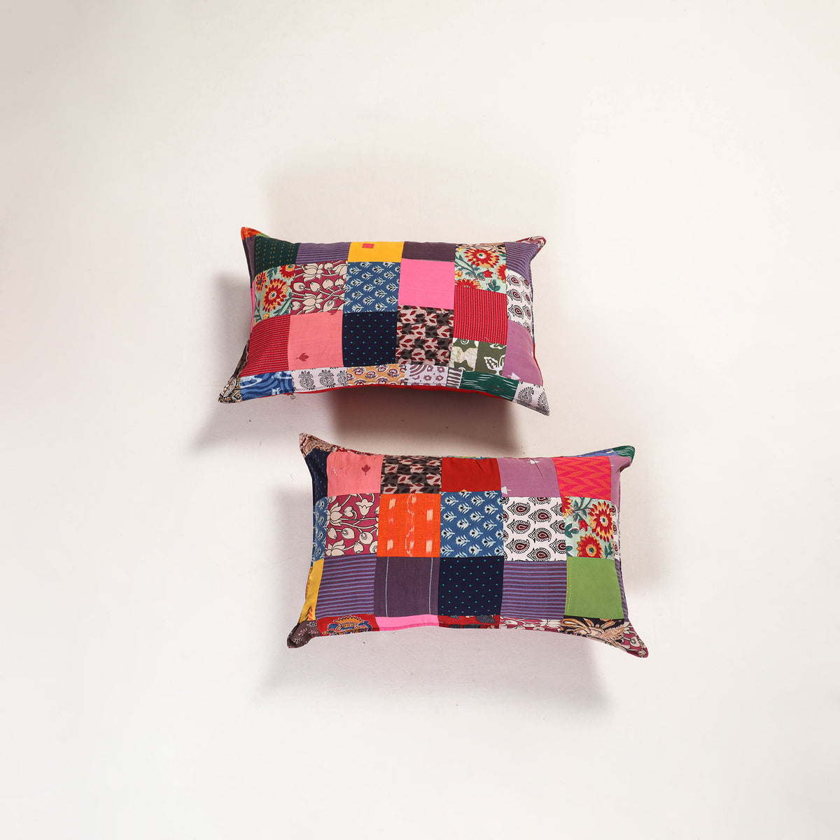 Multicolor - handcrafted patchwork pillow covers (set of 2)