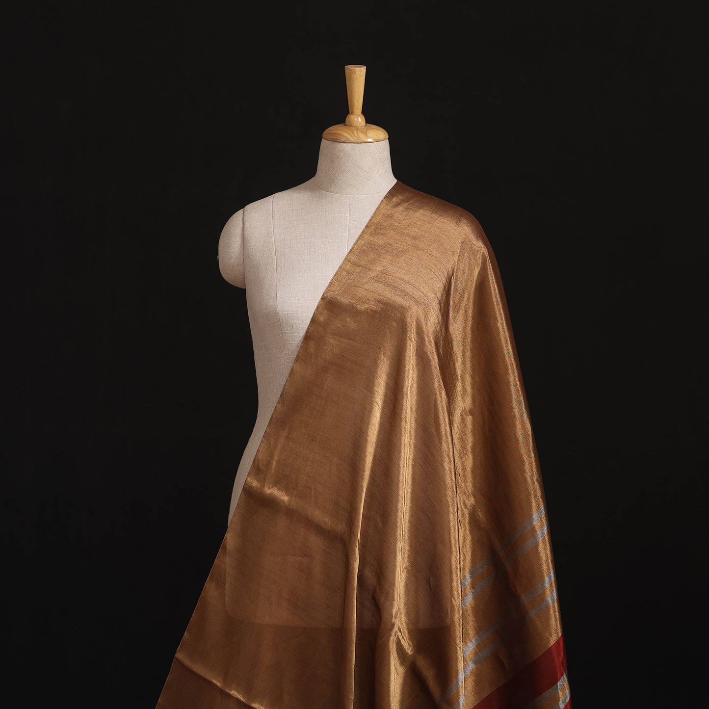 Handloom Full Tissue Silver Zari Stripes Chanderi Silk Fabric 20