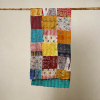 Multicolor - Reversible Patchwork Silk Bengal Kantha Stitch Stole 148