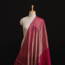 Handloom Full Tissue Silver Zari Stripes Chanderi Silk Fabric 19