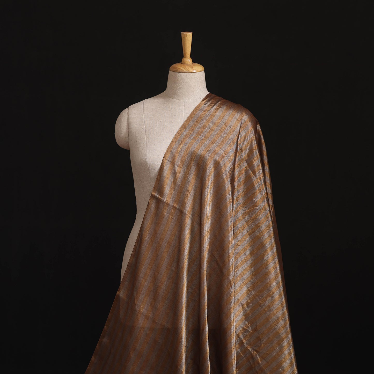 Handloom Full Tissue Silver Zari Stripes Chanderi Silk Fabric 18